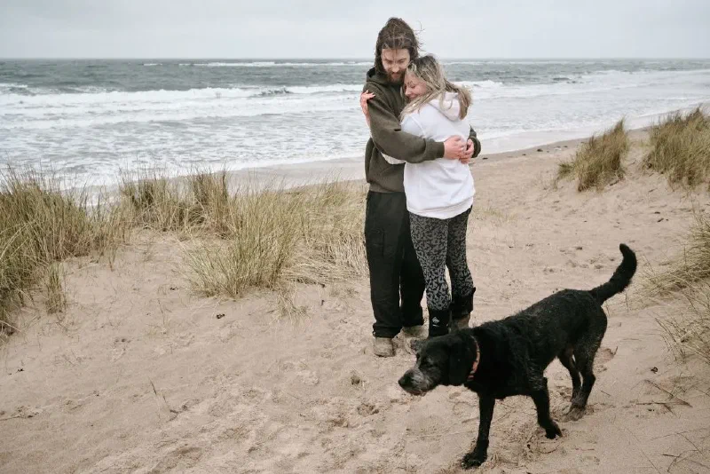 Surpise engagement session Cresswell beach Northumberland north east england nort sea coast