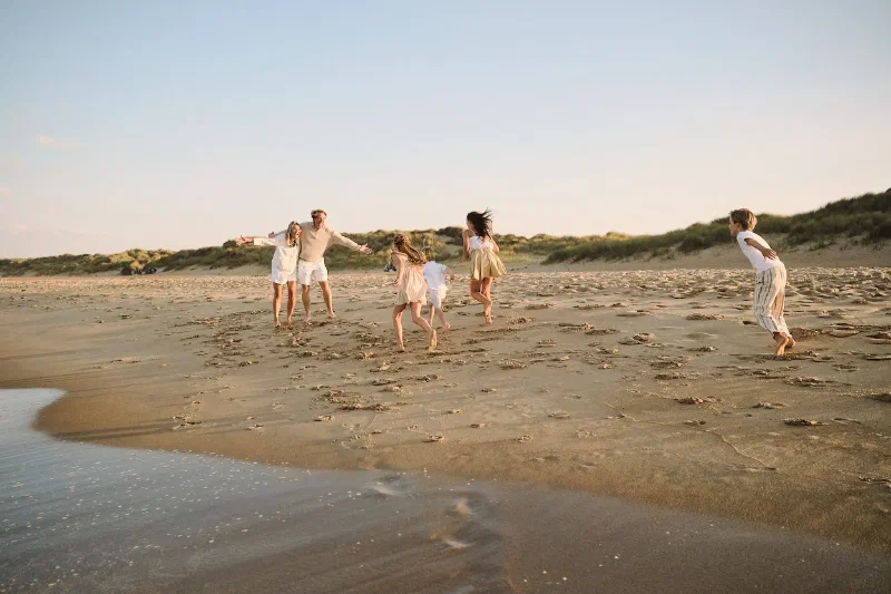 Sunset family photoshoot on a Northumberland beach